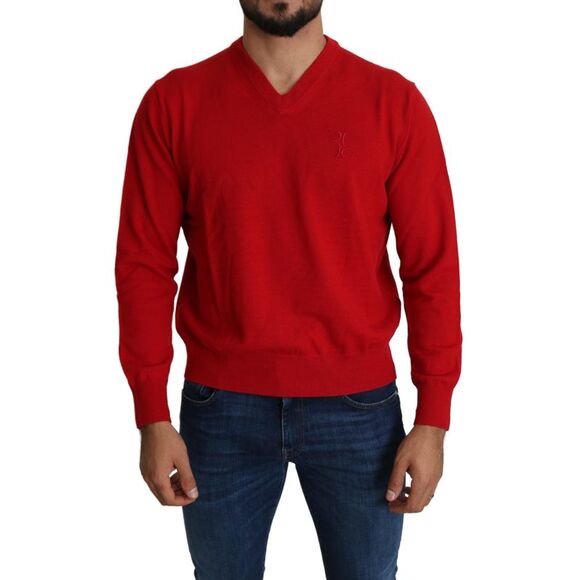 Billionaire Italian Couture Red VNeck Sweater TSH2009 Men Red Sweaters - Picture 1 of 5